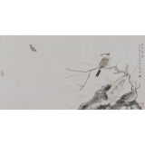 刘换天没骨花鸟-谷鸟一声幽 138*68cm